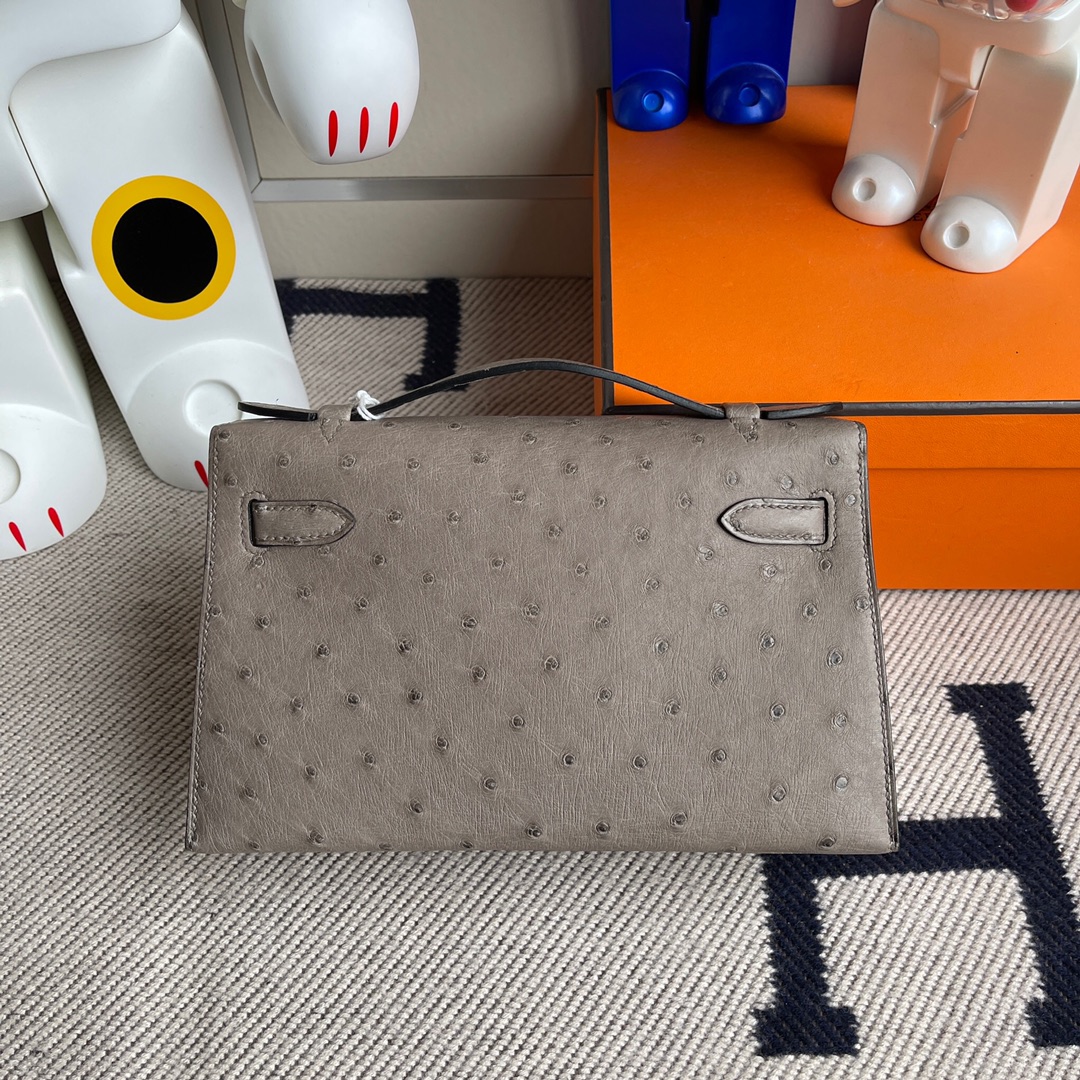 에르메스 미니 켈리백22 에토프 은장 타조가죽